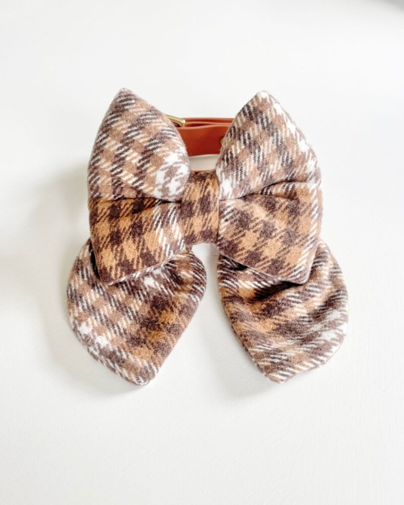 Brown Plaid Sailor Bow